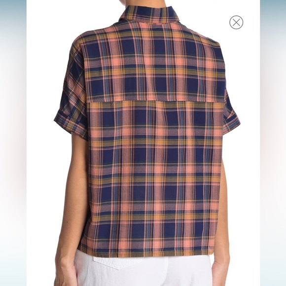 Madewell Tie Hem Plaid Button Down Shirt S Western - Picture 2 of 7
